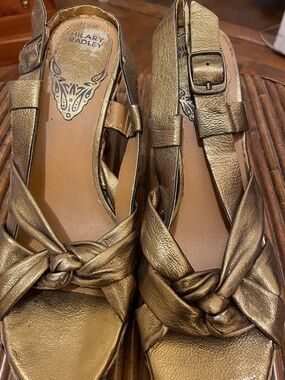 Hilary Radley Metallic Gold Knotted Slingback Sandals